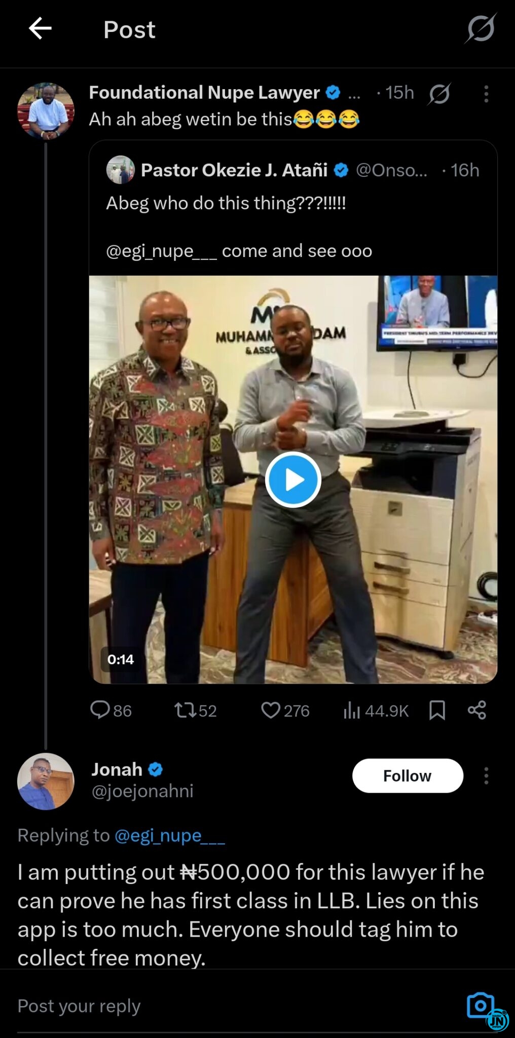 Screenshot of conversation